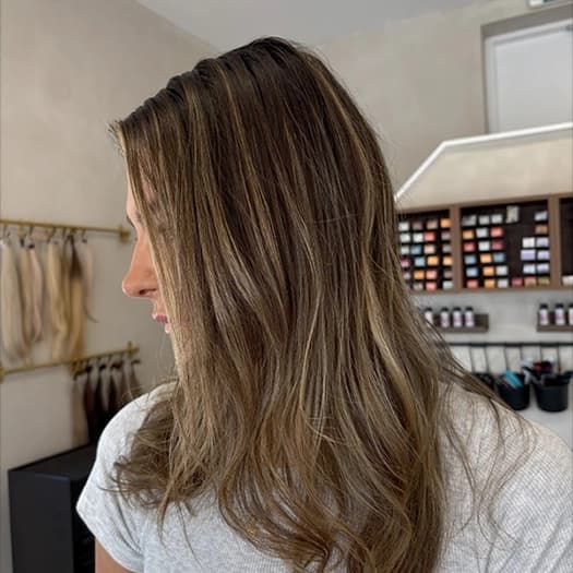 Before micro ring extensions - short hair lacking volume