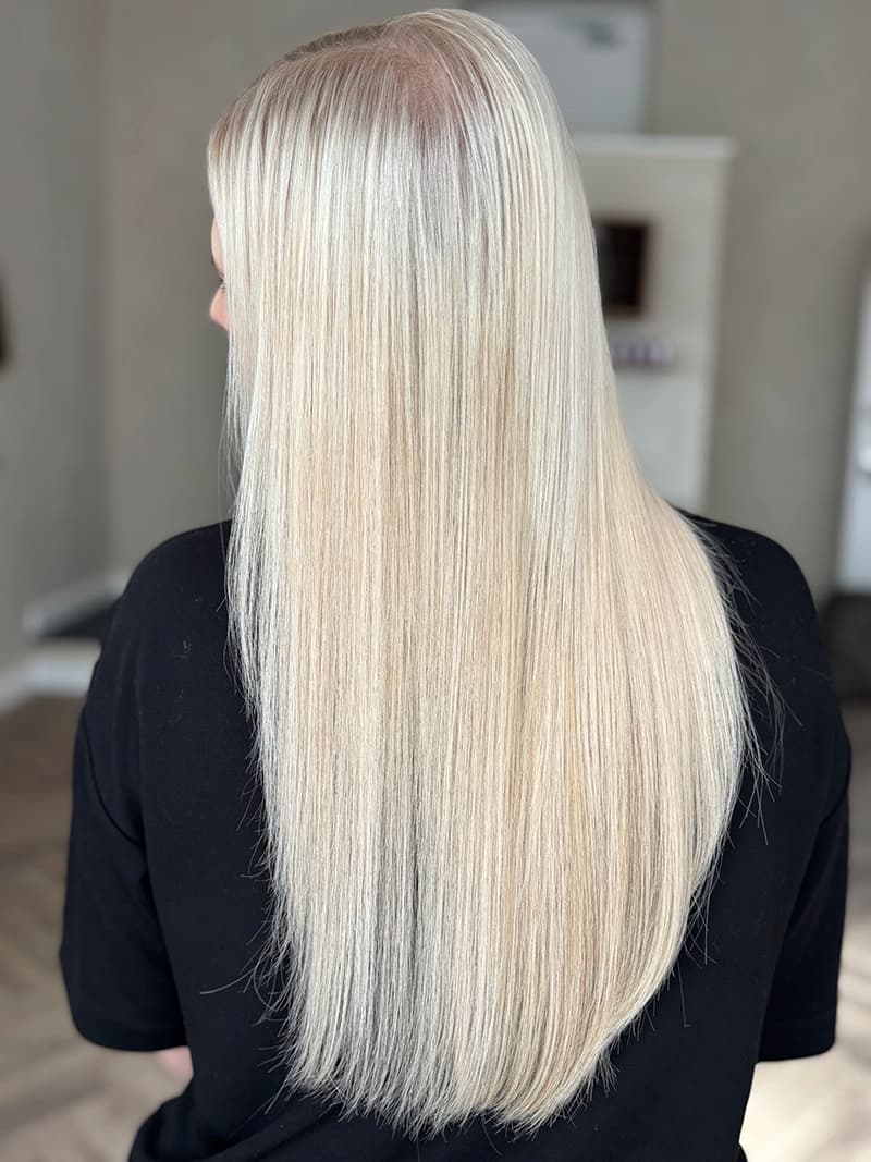 After keratin bond hair extensions - fine hair with full volume