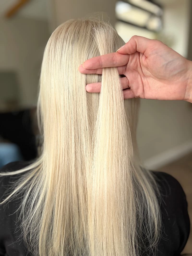 Gentle keratin bond application for thin hair