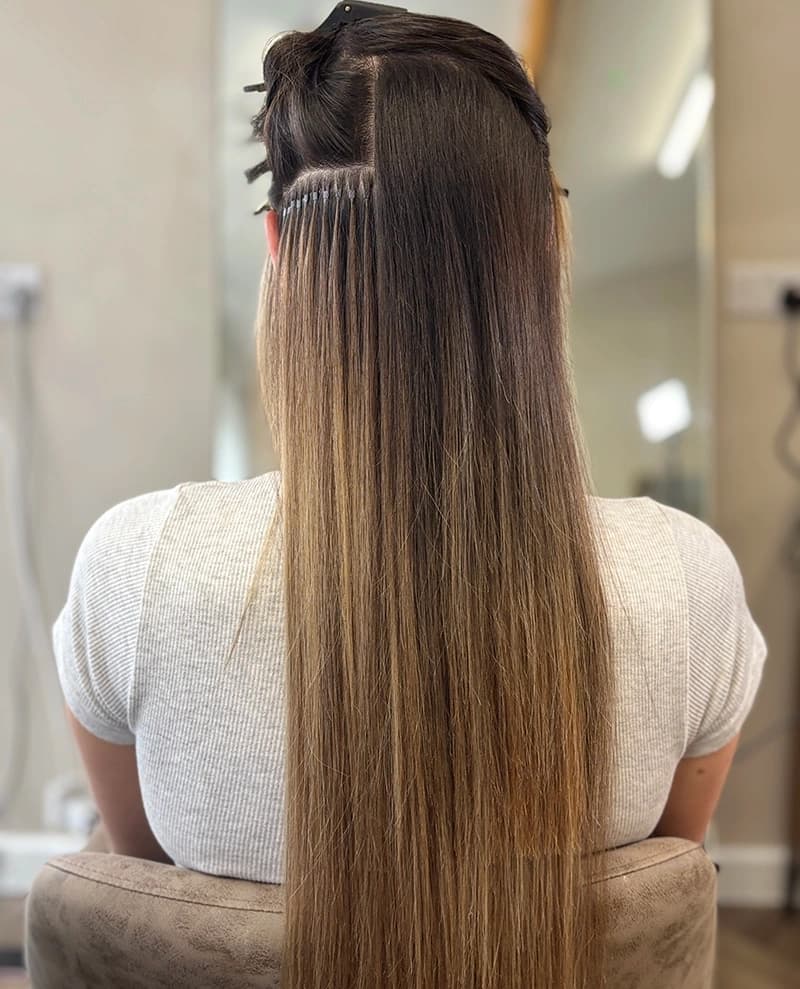 Balayage hair extensions colour matched