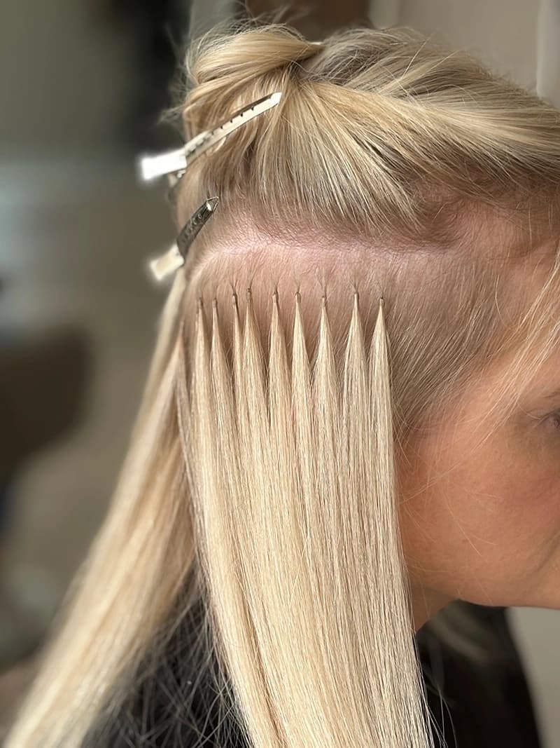 Gentle keratin bond application for thin hair