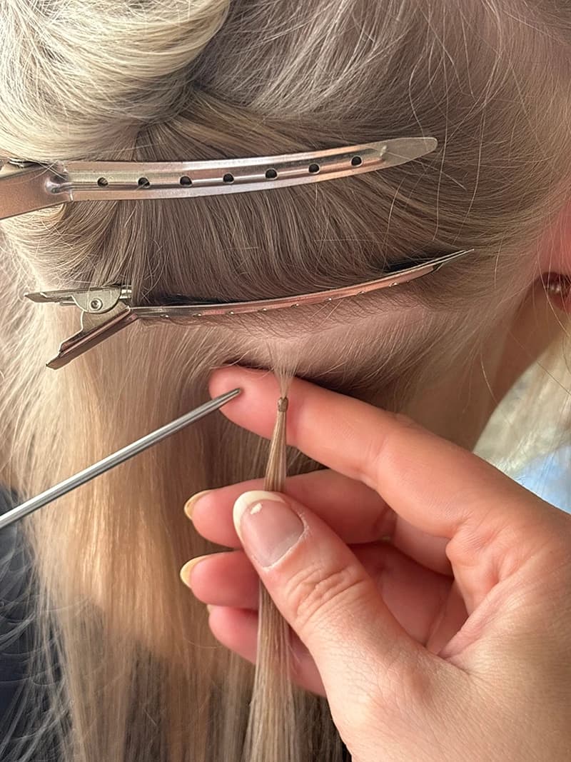 Keratin bond hair extension single strand technique