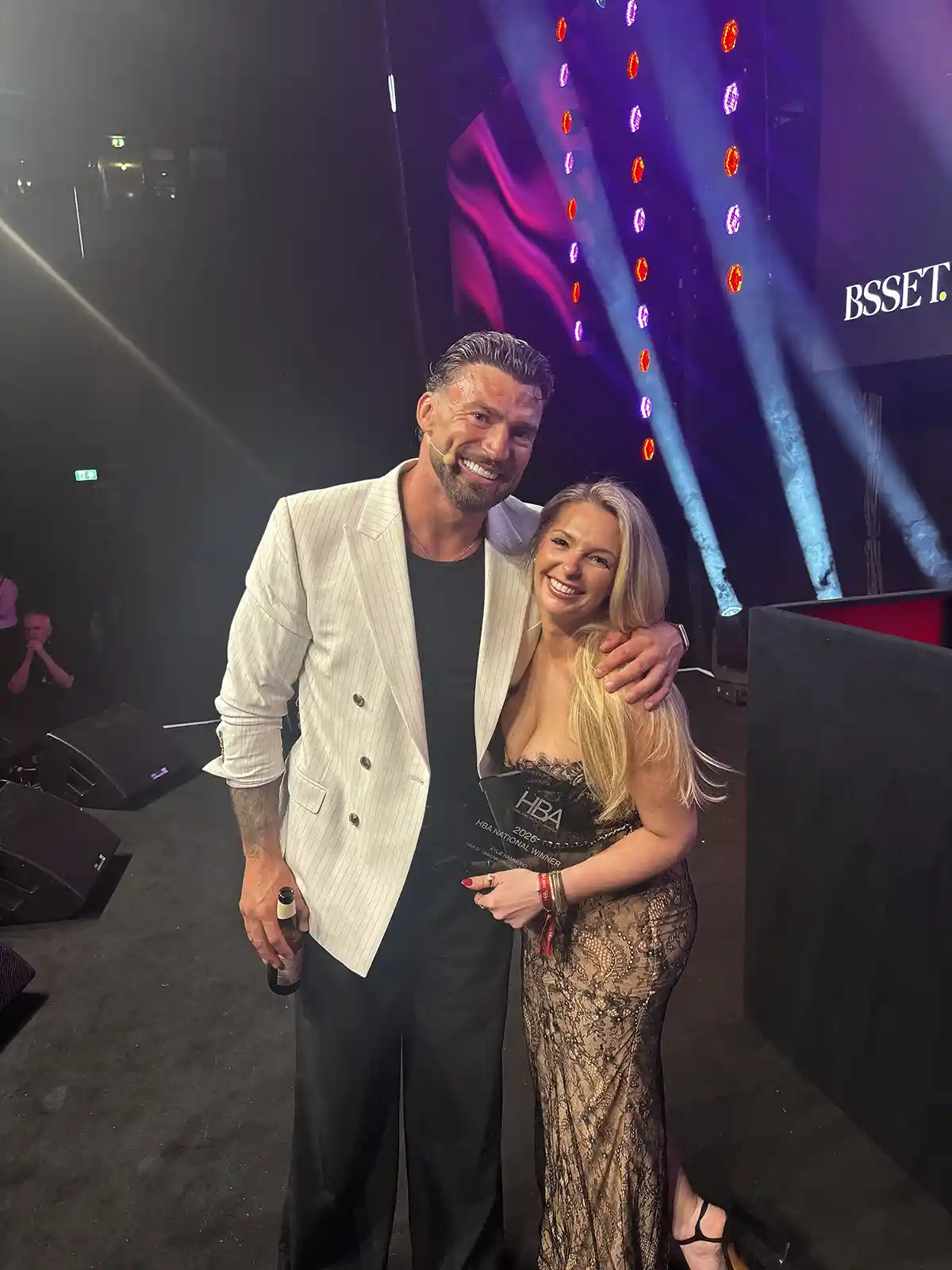 Kylie Hammond with Jake Quickenden at the The Hair and Beauty Awards 2026