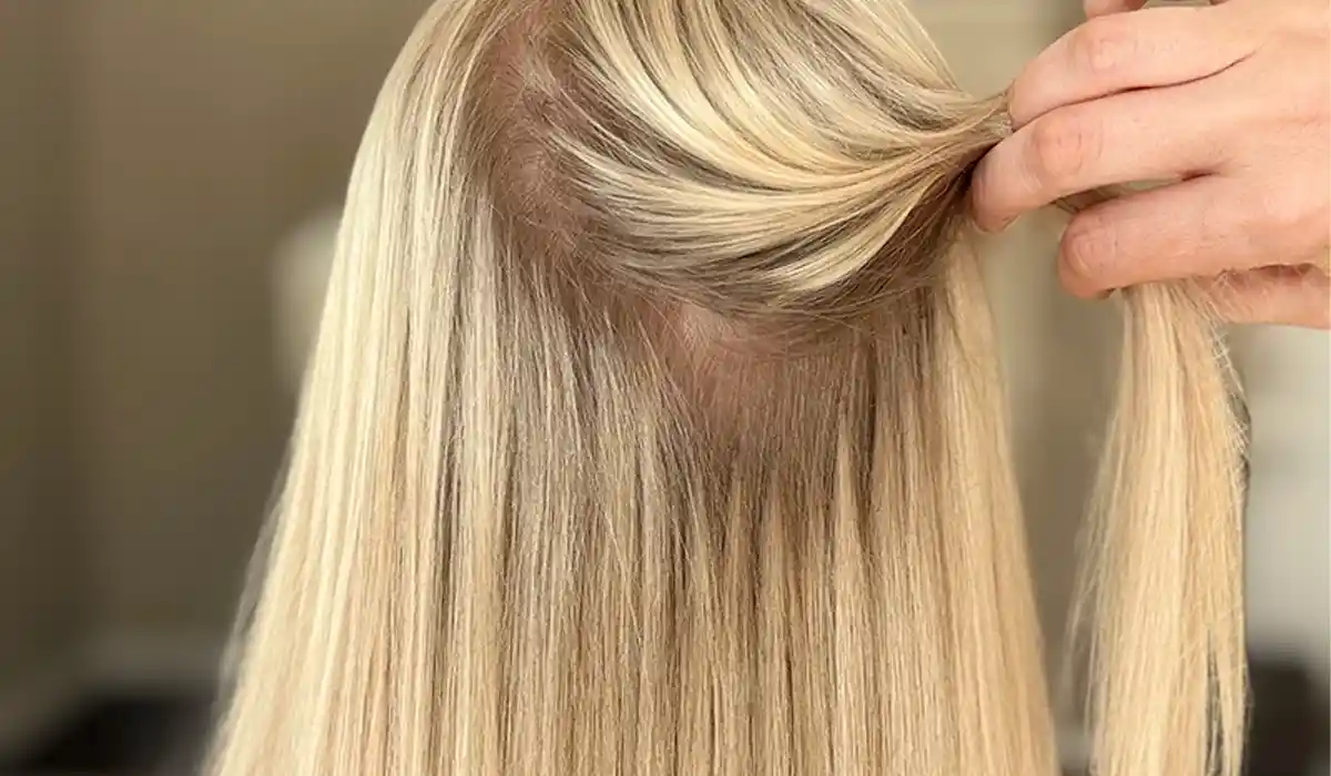 Keratin bond hair extensions transformation on fine hair showing natural volume and invisible bonds